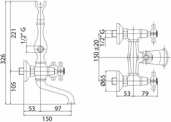 Смеситель для ванны Cezares Lord LORD-VD-03/24-M